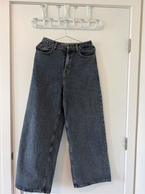 High-Waist Wide Leg Jeans in Dark Blue Gray